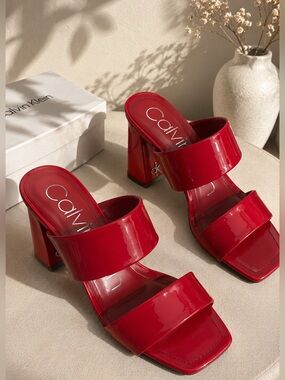 Calvin klein red sandal heels